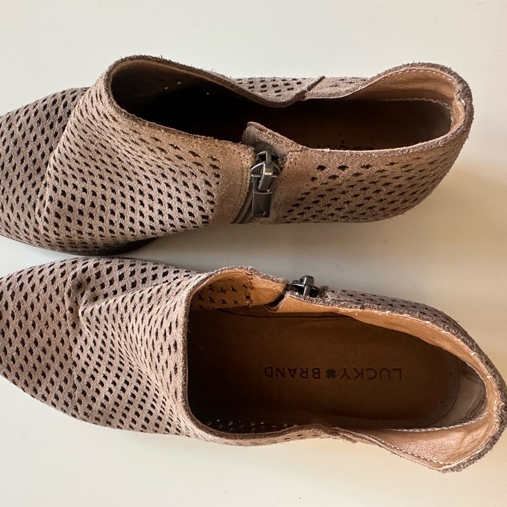 Lucky Brand Bayley Perforated Tan Ankle Boots in Taupe - Picture 2 of 5